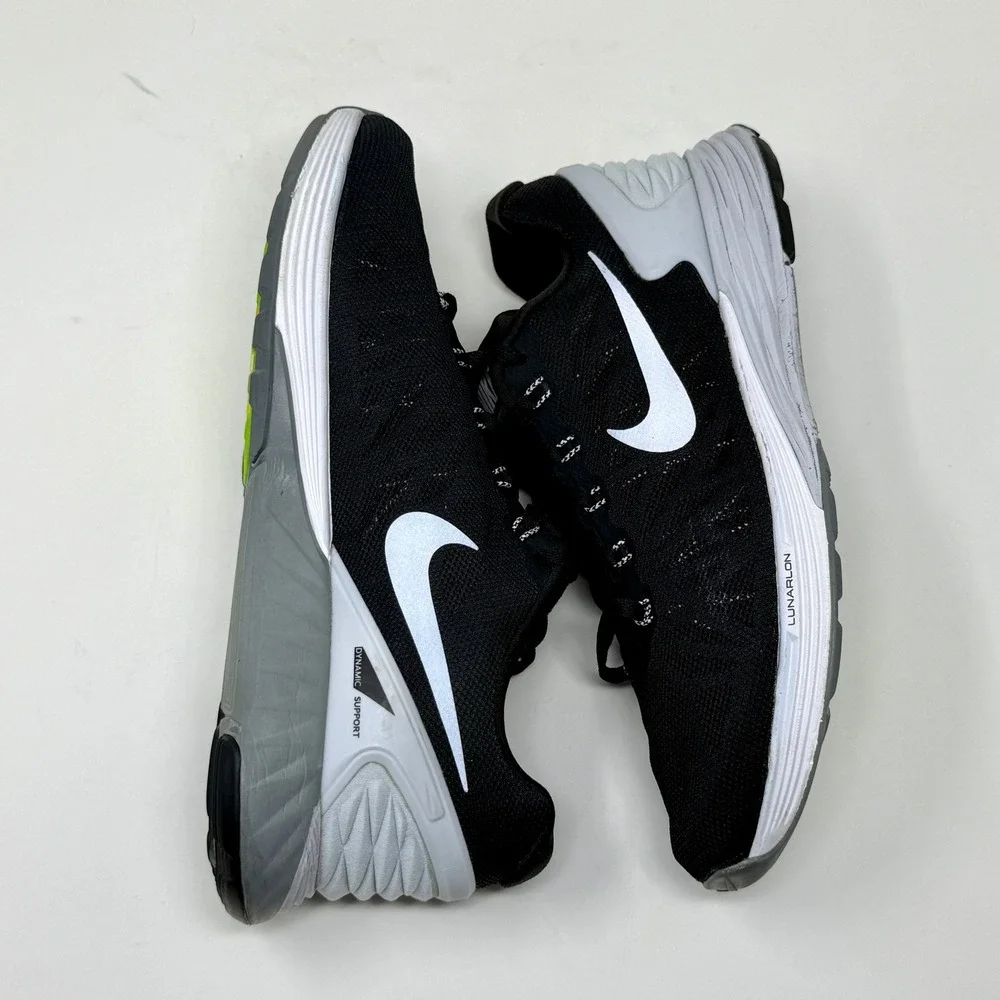 Nike LunarGlide 6 Running Shoes Black‎ White 654434-001 Size Women's 10